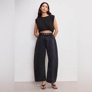 Good American Extreme Barrel Jeans High Rise Women Black Denim Jeans Size 10/30